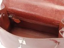 Hermès　エルメス　ケリー25　リザード素材　ブラウン　シルバー金具　□K刻印　2007年頃製造　【472】HA