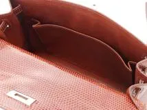 Hermès　エルメス　ケリー25　リザード素材　ブラウン　シルバー金具　□K刻印　2007年頃製造　【472】HA