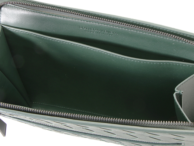 BOTTEGA VENETA ボッテガヴェネタ イントレチャート ドキュメントケース ダークグリーン カーフ 601056 【474】