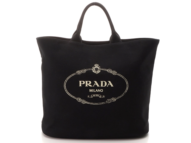 PRADA プラダ カナパ ショッピングトートバッグ ブラック キャンバス 