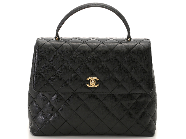 CHANEL シャネル ケリー型マトラッセハンドバッグ ブラック/GP