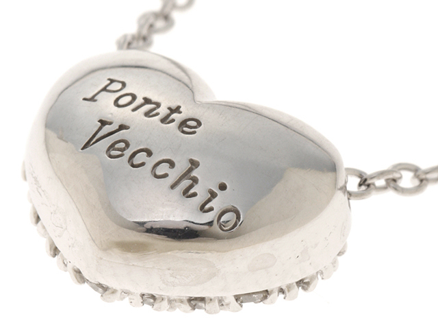 （新品仕上げ済）ポンテヴェキオ Ponte Vecchio ハート ネックレス ペンダント K18 WG ダイヤモンド 0.33ct 9061