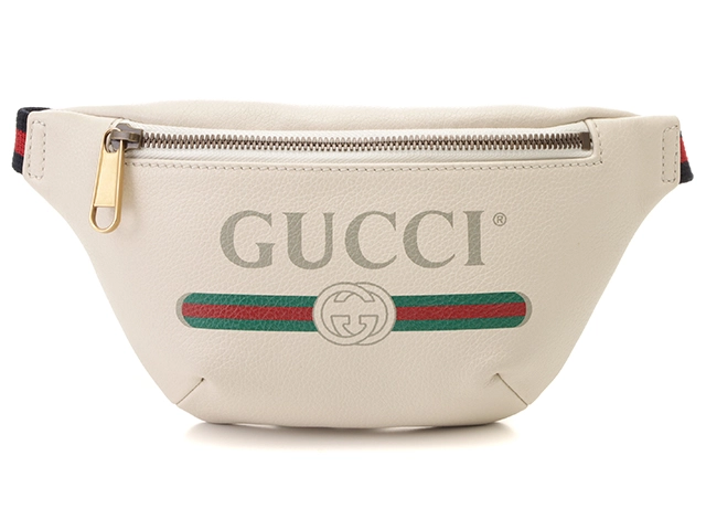 GUCCI グッチ グッチプリント スモールベルトバッグ アイボリー レザー