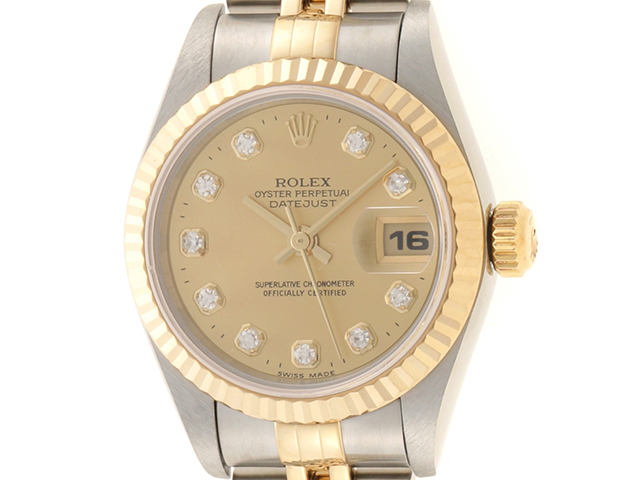 ROLEX　ロレックス　デイトジャスト　69173G　レディース腕時計　シャンパン文字盤　10PD　YG/SS【431】 image number 0