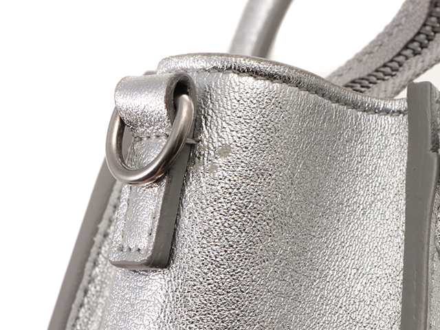 CELINE セリーヌ ハンドバッグ ラゲージ ナノショッパー シルバー