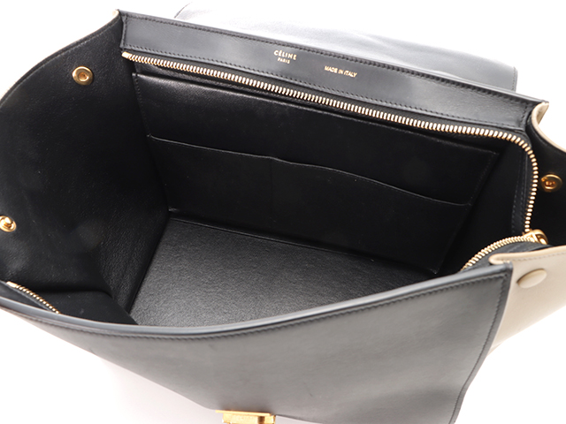 CELINE セリーヌ ハンドバッグ トラペーズ レザー ブルー/ベージュ