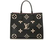 ルイヴィトン トートバッグ オンザゴー MM モノグラム アンプラント M45595 LOUIS VUITTON 2wayショルダーバッグ 通勤 黒