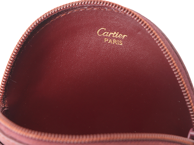 Cartier　カルティエ　マストラインラウンド型コインケース　小銭入れ　小物　L3000017　レザー　ボルドー　 （2143200468374）【200】