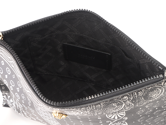 VERSACE ヴェルサーチ クラッチバッグ PVC レザー ブラック 【435】 の
