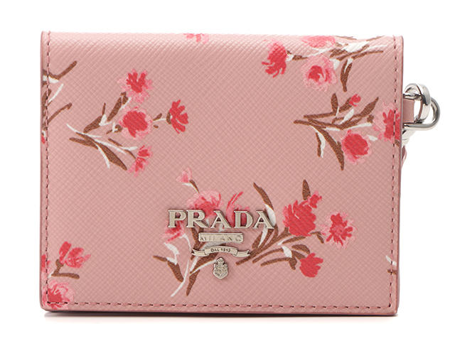 プラダ PRADA カードケース ピンク フラワー 1MC006