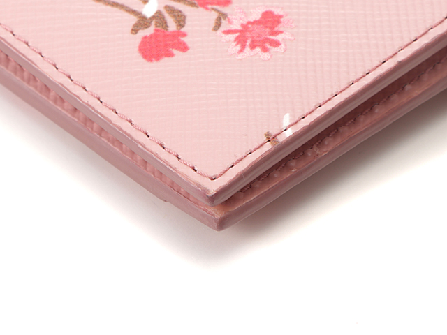 プラダ PRADA カードケース ピンク フラワー 1MC006