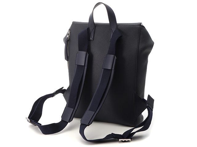 LOEWE　ロエベ　ゴヤ　スリム　バックパック　B666S52X01　カーフ　ネイビー　【430】　2143200484169　【中古】【大黒屋】