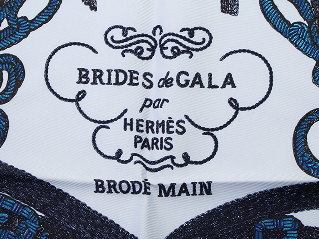 HERMES エルメス カレ90 BRIDES de GALA ネイビー/ライトブルー