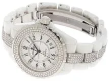 CHANEL シャネル 腕時計 J12 H1422 センターダイヤ ブレスダイヤ ホワイトセラミック メンズ 自動巻き OH/外装仕上げ済み （2143200491853）【200】