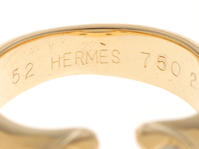 HERMES エルメス ポルトボヌール リング K18YG ダイヤモンド 11.8g #52【434】