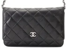 CHANEL シャネル マトラッセ チェーンウォレット ラムスキン ブラック