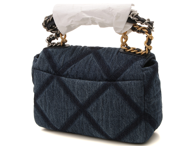 CHANEL シャネル チェーンショルダー デニム ネイビー シルバー
