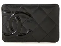 CHANEL シャネル カンボンライン カードケース BK/BK ラムスキン 【205