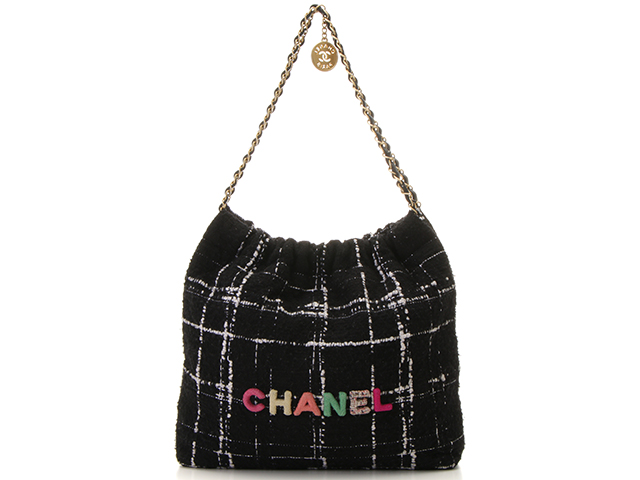 CHANEL シャネル CHANEL22 ハンドバッグ ブラック/GP ツィード AS3261 B09562  NK815【430】2143200501361