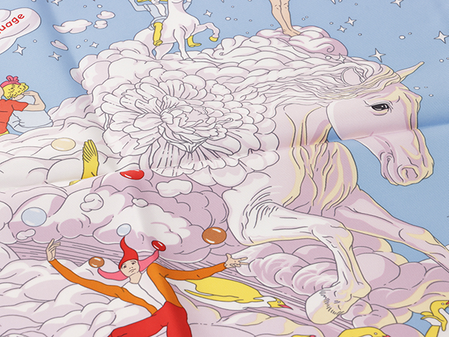 HERMES エルメス カレ90 SUR MON NUAGE ブルーシエル×パルム