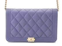 CHANEL　シャネル　ボーイシャネル マトラッセ　チェーンウォレット　パープル　GP　キャビア【431】2143200508537