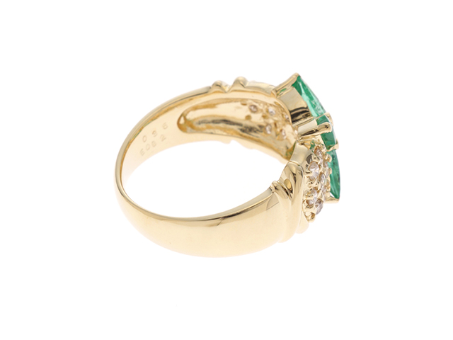 JEWELRY　ジュエリー　リング　K18イエローゴールド　　エメラルド0.82　/ダイヤモンド0.35 　5.7g　#11.5【432】
