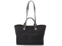 CHANEL シャネル ドーヴィルMM 2WAYショルダー トートバッグ ネイビー SV シルバー金具 A67001 キャンバス カーフ  2143200523042【200】 の購入なら「質」の大黒屋（公式）