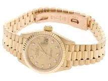 92番台 ROLEX ロレックス 腕時計 デイトジャスト26 K18イエローゴールド ダイヤモンド／ゴールド文字盤 自動巻き 女性用【472】SJ
