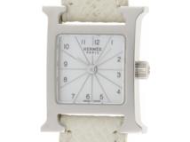 HERMES　エルメス　 Hウォッチ・ミニ　クオーツ　SS/革　パール文字盤　HH1.110　レディース【430】2143200531740