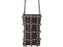 ☆上品☆【シャネル】チェーン フラップ・フォン・ホルダー CHANEL シャネル チェーンフォンホルダー ブラック/GP