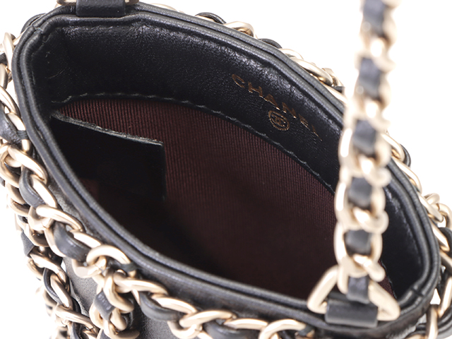 CHANEL シャネル チェーンフォンホルダー ブラック／GP