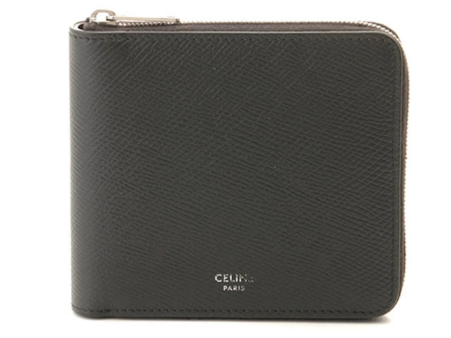 CELINE セリーヌ ジップドバイフォールド ブラック レザー【472