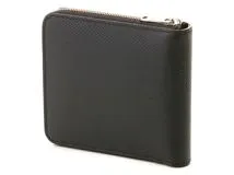 CELINE ブラックレザー ケース CELINE セリーヌ ジップドバイフォールド ブラック レザー【472