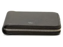 CELINE セリーヌ ジップドバイフォールド ブラック レザー【472