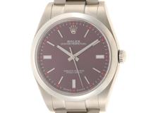ROLEX　ロレックス　オイスター　パーペチュアル39　114300　レッドグレープ文字盤　ステンレス　SS　ランダム番　メンズ　2015年8月正規ギャラ　自動巻き　2143200543934【432】