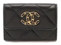 CHANEL シャネル マトラッセ コンパクトウォレット ブラック／ＧＰ