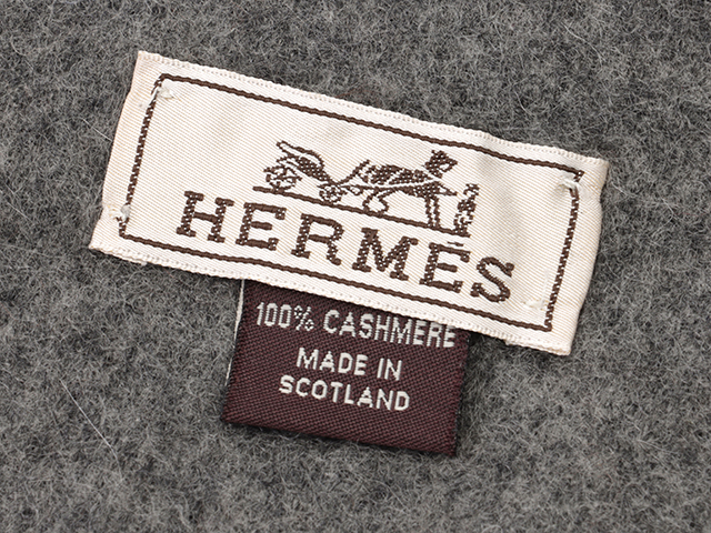 【HERMES】マフラー ユニ・ブロデ カシミヤ グレー ☆多少着用感あり☆【HERMES】マフラー ユニ・ブロデ カシミヤ グレー