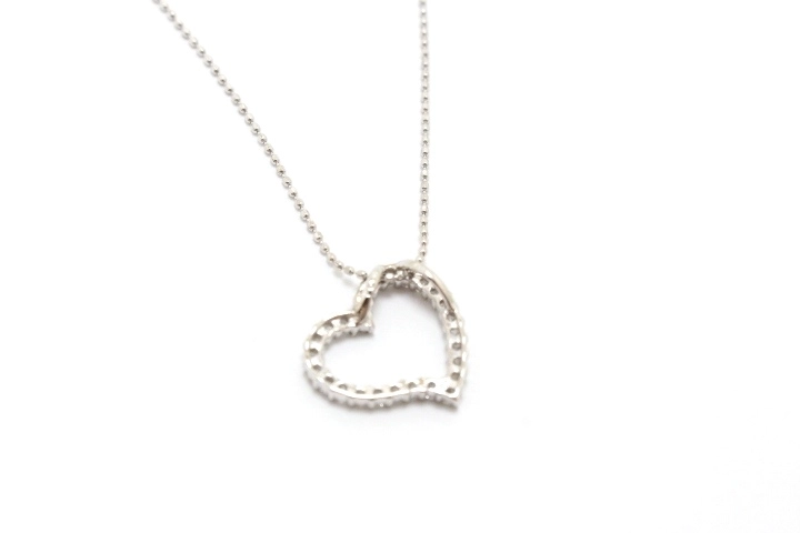 Folli Follie フォリフォリ ハートネックレス K18WG ホワイトゴールド ダイヤモンド 0.34ct 【460】2143200554213
