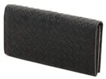 BOTTEGA VENETA ボッテガ・ヴェネタ イントレチャートコンチネンタルウォレット 2つ折り長財布 156819-VBD51 ブラック/グレー レザー 【460】2143200554527