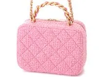 CHANEL ピンク ツイード ショルダーバッグ CHANEL (シャネル) ミニマトラッセ チェーンショルダーバッグ