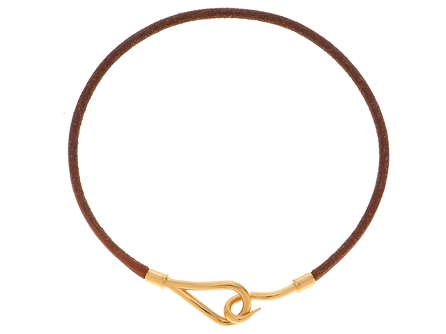 HERMES エルメス アクセサリー ジャンボチョーカー ブラウン レザー 