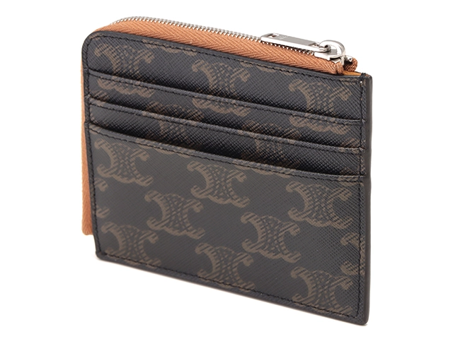 CELINE　セリーヌ　パース付きジップドカードホルダー　10K082CZ1.04LI　タン PVC/レザー【207】2143200567855