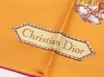 DIOR ディオール　スカーフ　90スクエアスカーフ　アニマル/フラワー/オレンジ　シルク　34YAN0901607【472】H