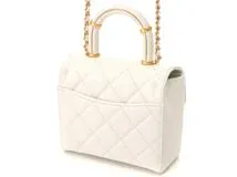 CHANEL シャネル トップハンドル マトラッセ チェーンショルダー ホワイト/ゴールド金具 レザー AS4035 2143200572439  【432】 の購入なら「質」の大黒屋（公式）