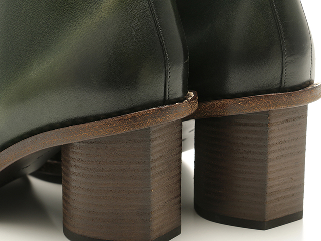 CELINE　セリーヌ　ブーティ　レディース36.5　モスグリーン　カーフ/ウッド　316963ABHC　2143200573085　【432】