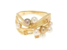 JEWELRY　ジュエリー　リング　　K18　パール　イエローダイヤモンド/0.27　パール 　5.5g　#13　2143200574686【472】H