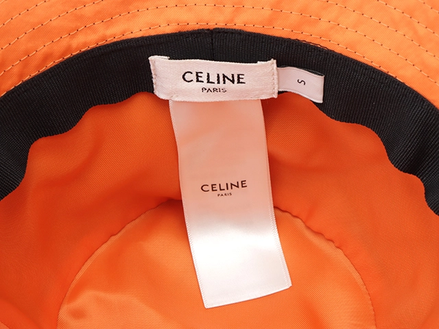 CELINE　 セリーヌ 　バケットハット　ブラック／オレンジ　ナイロン　Ｓサイズ　2AUB0930C　【472】H