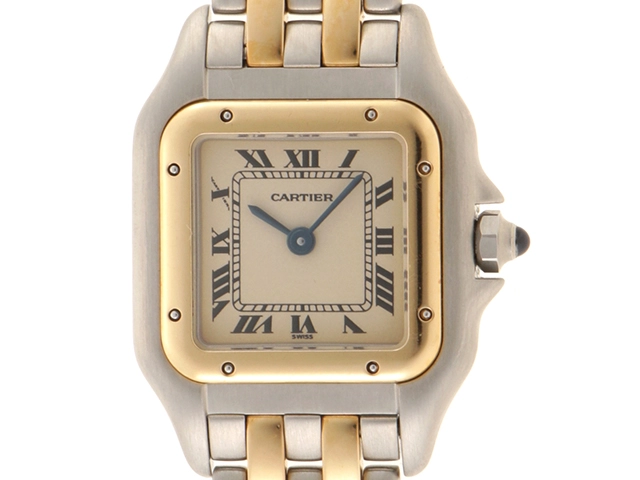 Cartier カルティエ 腕時計 パンテールSM 2ロウ W25029B5 K18イエローゴールド/ステンレススティール アイボリー文字盤 クォーツ【472】TS