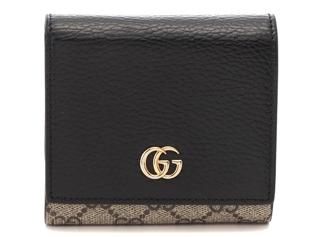 Gucci グッチ 二つ折財布 GGマーモント ミディアムウォレット ベージュ/ブラック PVC/レザー 598587【433】  の購入なら「質」の大黒屋（公式）