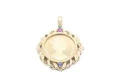 JEWELRY ノンブランドジュエリー マン島キャットCROWN金貨 ペンダントトップ 1/5oz K18/K24 マルチカラーストーン 0.24ct ダイヤモンド 0.03ct 【460】2143200577533
